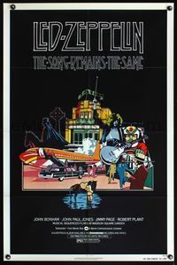 5e724 SONG REMAINS THE SAME 1sh '76 Led Zeppelin, cool rock & roll montage art!