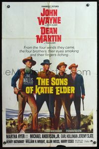 5e725 SONS OF KATIE ELDER 1sh '65 Martha Hyer, great line up of John Wayne, Dean Martin!