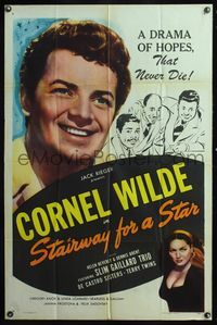 5e736 STAIRWAY FOR A STAR 1sh '47 Helen Beverly, Dennis Brent, art of Cornel Wilde!