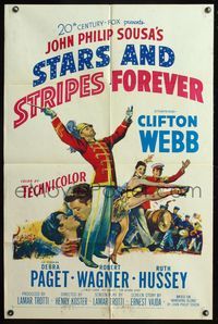 5e743 STARS & STRIPES FOREVER 1sh '53 Clifton Webb as band leader & composer John Philip Sousa!