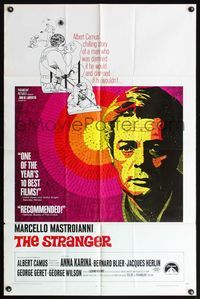 5e745 STRANGER 1sh '68 Luchino Visconti's Lo Straniero, art of Marcello Mastroianni!