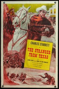 5e746 CHARLES STARRETT 1sh '53 The Durango Kid & Smiley Burnette in Stranger From Texas