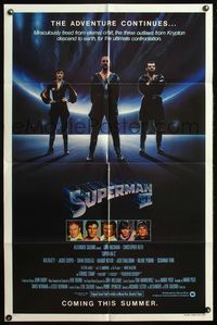 5e760 SUPERMAN II teaser 1sh '81 Christopher Reeve, Terence Stamp, cool image of supervillains!