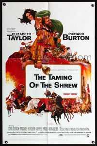 5e776 TAMING OF THE SHREW 1sh '67 Howard Terpning art of Elizabeth Taylor & Richard Burton!