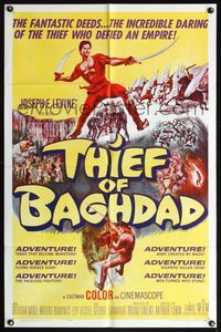 5e818 THIEF OF BAGHDAD 1sh '61 daring Steve Reeves does fantastic deeds and defies an empire!