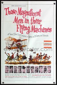 5e833 THOSE MAGNIFICENT MEN IN THEIR FLYING MACHINES 1sh '65 great wacky artwork of early airplane!