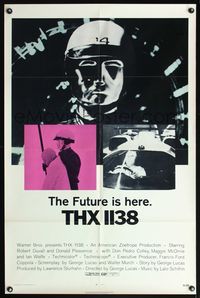 5e849 THX 1138 1sh '71 first George Lucas, Robert Duvall, bleak futuristic fantasy sci-fi!