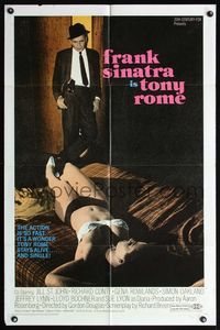 5e877 TONY ROME 1sh '67 detective Frank Sinatra w/gun & sexy near-naked girl on bed!