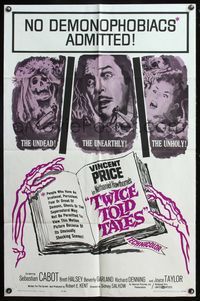 5e910 TWICE TOLD TALES 1sh '63 Vincent Price, Nathaniel Hawthorne, a trio of unholy horror!