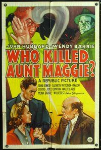 5e981 WHO KILLED AUNT MAGGIE 1sh '40 art of Wendy Barrie, John Hubbard, Edgar Kennedy & black cat!
