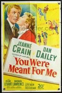5e993 YOU WERE MEANT FOR ME 1sh '48 stone lith oart of Dan Dailey & pretty Jeanne Crain!