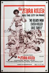 5e999 ZEBRA KILLER 1sh '74 Austin Stoker, James Pickett, has the city in panic!