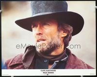 5f753 PALE RIDER English LC '85 great portrait of cowboy gunslinger Clint Eastwood!