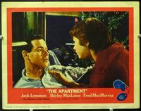 5f341 APARTMENT LC #8 '60 Billy Wilder, close up of bleeding Jack Lemmon & Shirley MacLaine!