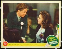 5f348 BABES ON BROADWAY LC '41 close up of Mickey Rooney talking with pretty Judy Garland!