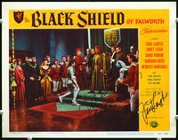 5f009 BLACK SHIELD OF FALWORTH signed LC #5 '54 by both armored Tony Curtis & Janet Leigh!