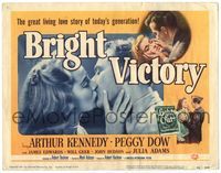 5f106 BRIGHT VICTORY TC '51 close up of blind Arthur Kennedy kissing pretty Peggy Dow!