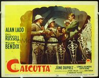 5f408 CALCUTTA LC #6 '46 English officers in India show Alan Ladd a weapon!