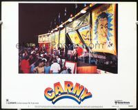 5f417 CARNY LC#4 '80 cool image of carnival freaks on display with giant posters behind them!