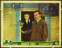 5f427 CHINESE CAT LC '44 close up of Sidney Toler as Charlie Chan with Benson Fong as #3 Son!