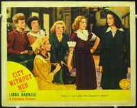 5f429 CITY WITHOUT MEN LC '42 sexy young Linda Darnell is called Miss Innocent by tough broads!