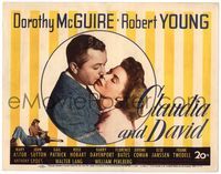 5f116 CLAUDIA & DAVID TC '48 romantic close up of Dorothy McGuire kissed by Robert Young!