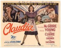5f003 CLAUDIA signed TC '43 by Dorothy McGuire, who is with Robert Young & Ina Claire!