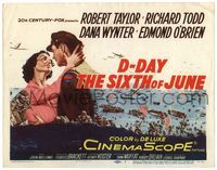 5f122 D-DAY THE SIXTH OF JUNE TC '56 romantic art of Robert Taylor & sexy Dana Wynter in WWII!