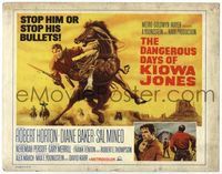 5f121 DANGEROUS DAYS OF KIOWA JONES TC '66 art of cowboy on horse, stop him or stop his bullets!