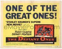 5f123 DEFIANT ONES TC '58 art of escaped cons Tony Curtis & Sidney Poitier chained together!