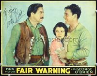 5f020 FAIR WARNING signed LC '31 by George O'Brien, who is saving the girl from the bad man!