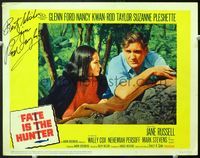 5f021 FATE IS THE HUNTER signed LC#4 '64 by Rod Taylor, who is smoking in close up with Nancy Kwan!