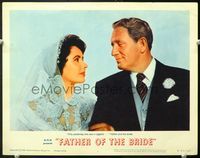 5f491 FATHER OF THE BRIDE LC#3 R62 close up of Liz Taylor in wedding gown with Spencer Tracy!