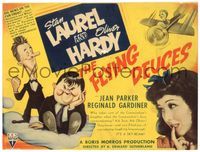 5f150 FLYING DEUCES TC '39 great artwork of Stan Laurel & Oliver Hardy + girl in airplane!