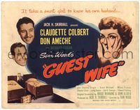 5f158 GUEST WIFE TC '45 Don Ameche asks Dick Foran if he can borrow Claudette Colbert!