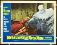 5f553 HERCULES AGAINST THE MOON MEN LC #5 '64 great close up of wackiest monster with girl!