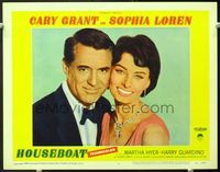 5f575 HOUSEBOAT LC#4 '58 best close up portrait of smiling Cary Grant & Sophia Loren!
