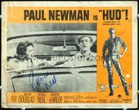 5f031 HUD signed LC#2 '63 by Patricia Neal, who is riding in a convertible with Paul Newman!