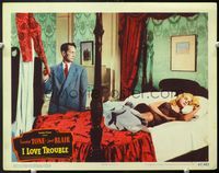 5f583 I LOVE TROUBLE LC #3 '47 Franchot Tone spying on sexy half-dressed sleeping Janet Blair!