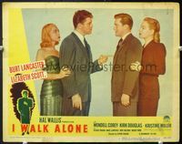 5f585 I WALK ALONE LC#5 '48 great close up of Burt Lancaster, Lizabeth Scott & Kirk Douglas!