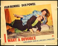 5f587 I WANT A DIVORCE LC '40 pretty Joan Blondell & Dick Powell working things out!