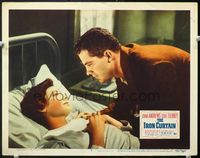 5f595 IRON CURTAIN LC#7 '48 close portrait of Dana Andrews leaning over Gene Tierney in bed!