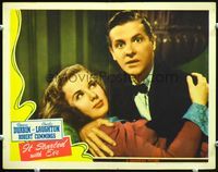 5f598 IT STARTED WITH EVE LC '41 great close up of Robert Cummings in tuxedo holding Deanna Durbin!
