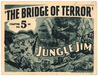 5f184 JUNGLE JIM chap 5 TC '36 Grant Withers is pushed off a rocky cliff, comic strip serial!