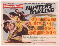 5f186 JUPITER'S DARLING TC '55 great art of sexy Esther Williams & Howard Keel on chariot!