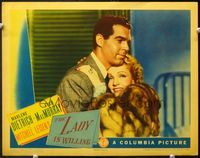 5f629 LADY IS WILLING LC '42 close up of Fred MacMurray & Marlene Dietrich in fur embracing!