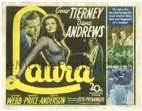5f195 LAURA TC '44 great image of Dana Andrews lusting after sexy Gene Tierney, Otto Preminger