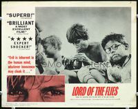 5f659 LORD OF THE FLIES LC#3 '63 William Golding classic, close up of 3 boys on the island!