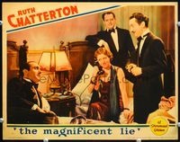 5f666 MAGNIFICENT LIE LC '31 Ruth Chatterton on phone sits with three men in tuxedos!