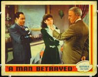 5f677 MAN BETRAYED LC '41 pretty Frances Dee in Club Inferno with two men!